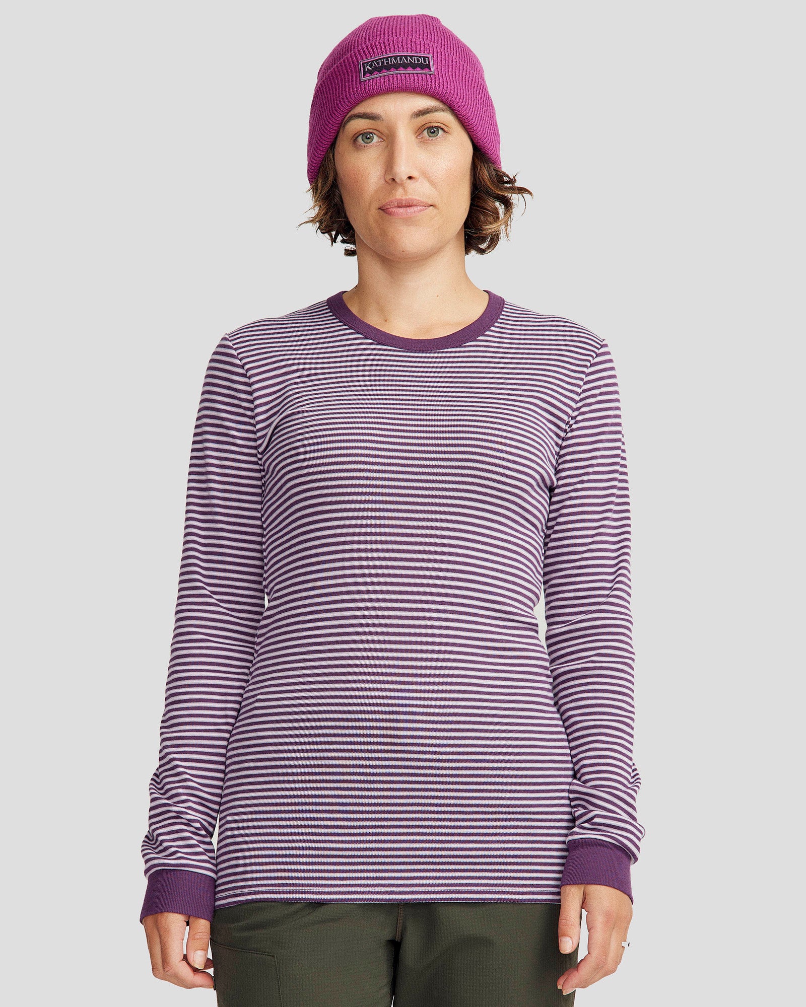 KMDCore Long Sleeve Top - Jam/Haze Stripe – Kathmandu AU