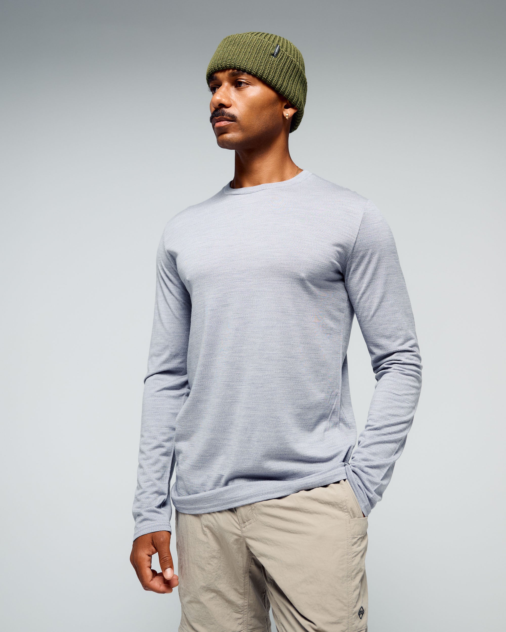 Men's 100% Merino Long Sleeve Crew Top - Mid Grey Marle – Kathmandu AU