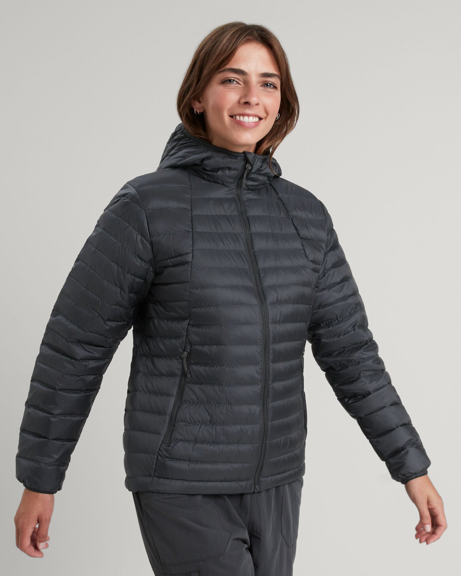 Women's Heli R Hooded Down Jacket Black Stingray – Kathmandu AU