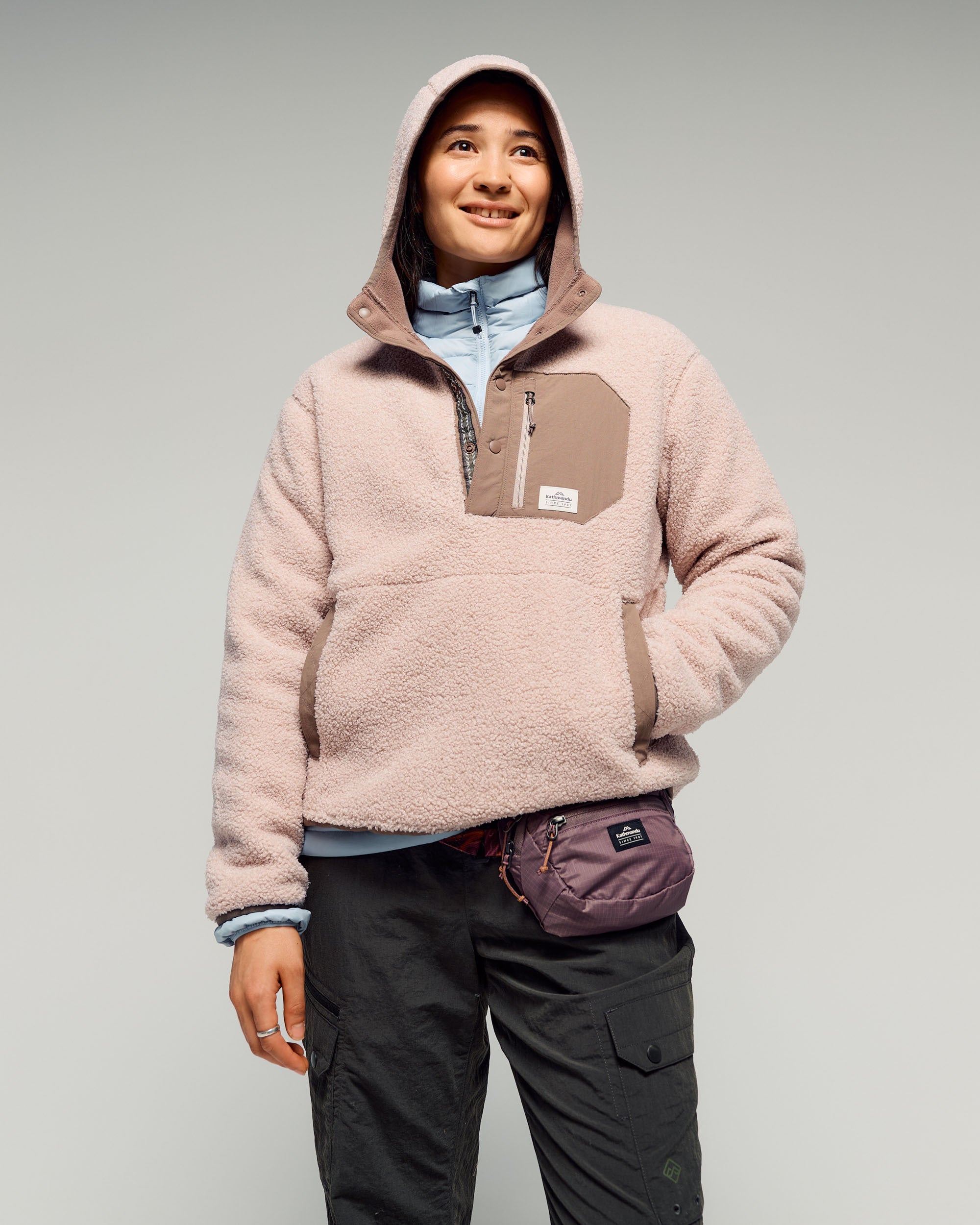 Women's Co-Z High Pile Hooded Pullover v2 - Light Taupe – Kathmandu AU