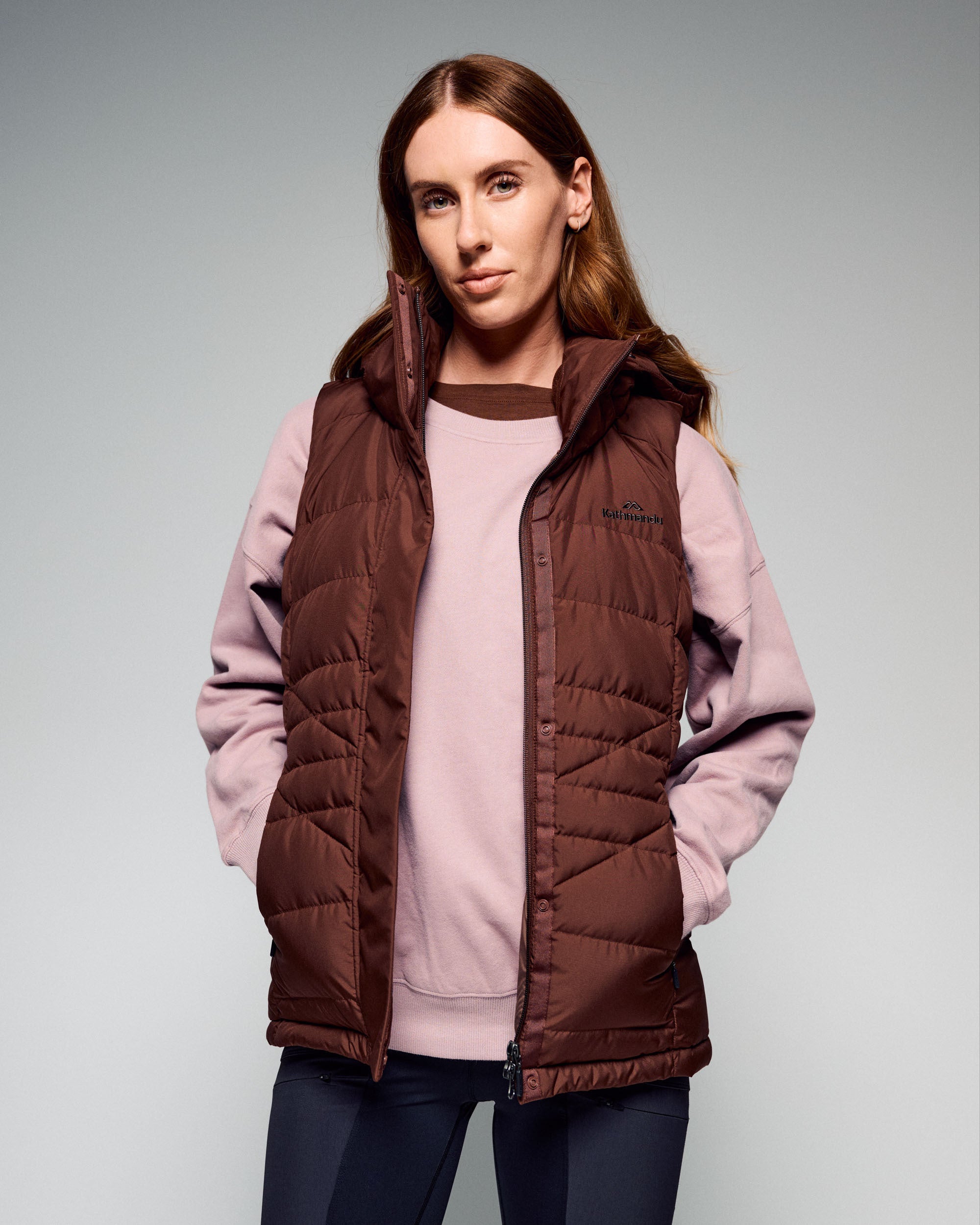 Women's Winterburn Hooded Down Vest - Cocoa – Kathmandu AU