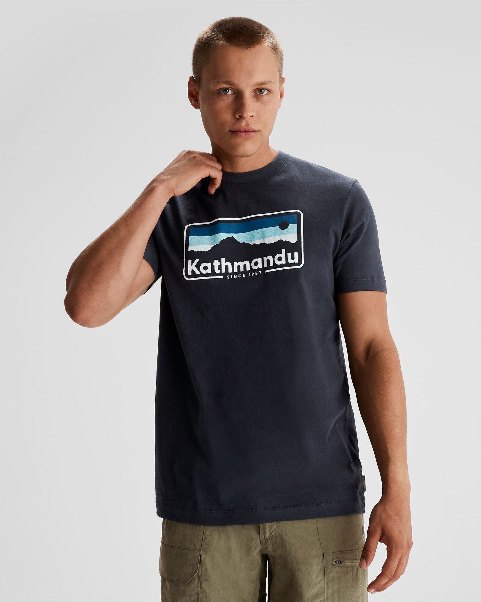 Men's Kathmandu Logo 70's Organic Cotton T-shirt - Midnight