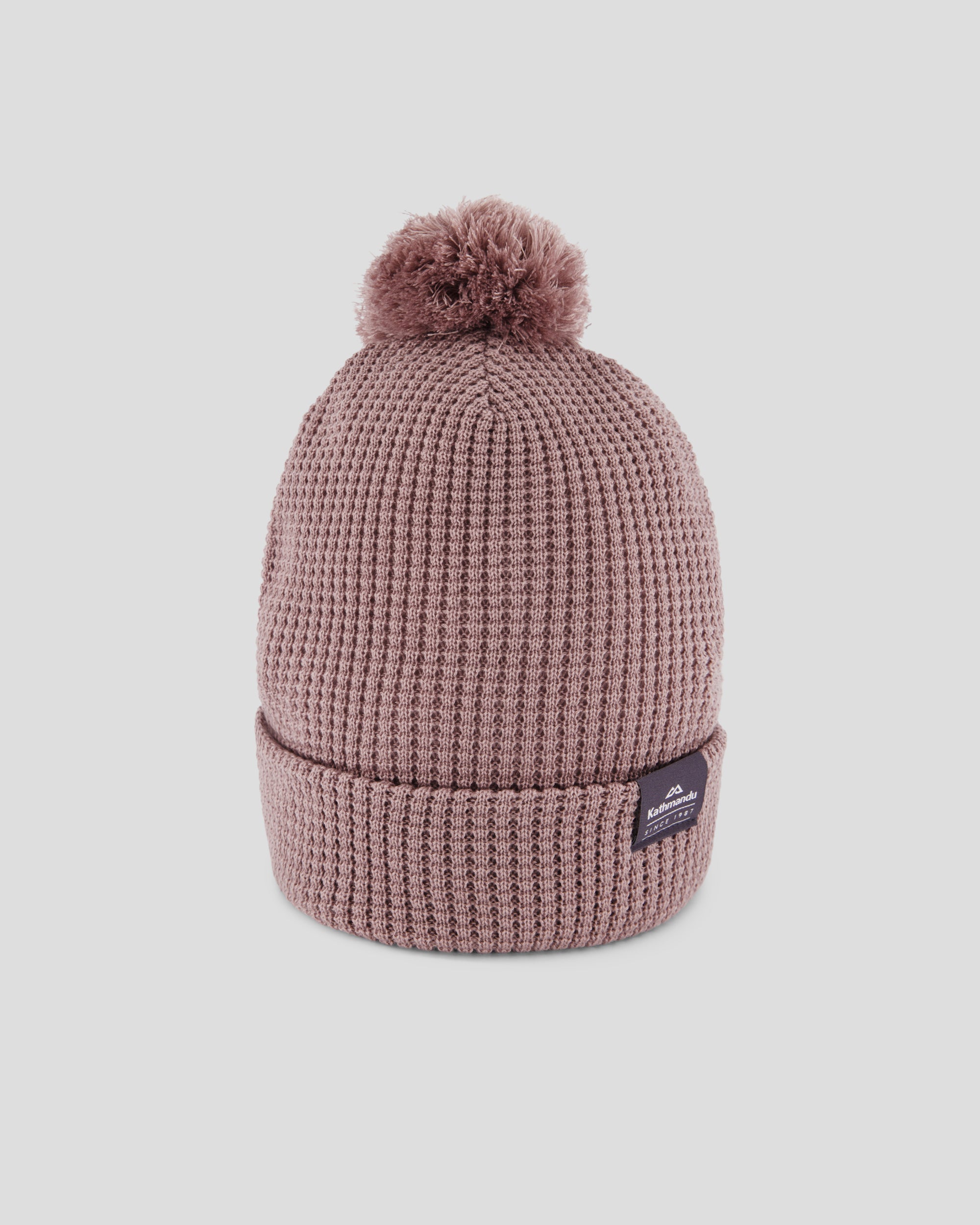 PINK 100%‎ WOOL Beanie - REMOVABLE Pom Pom - Grey Thick Knit Hand-knitted Chunky Pom Pom Beanie, 100% Merino Wool Hat  main image 2