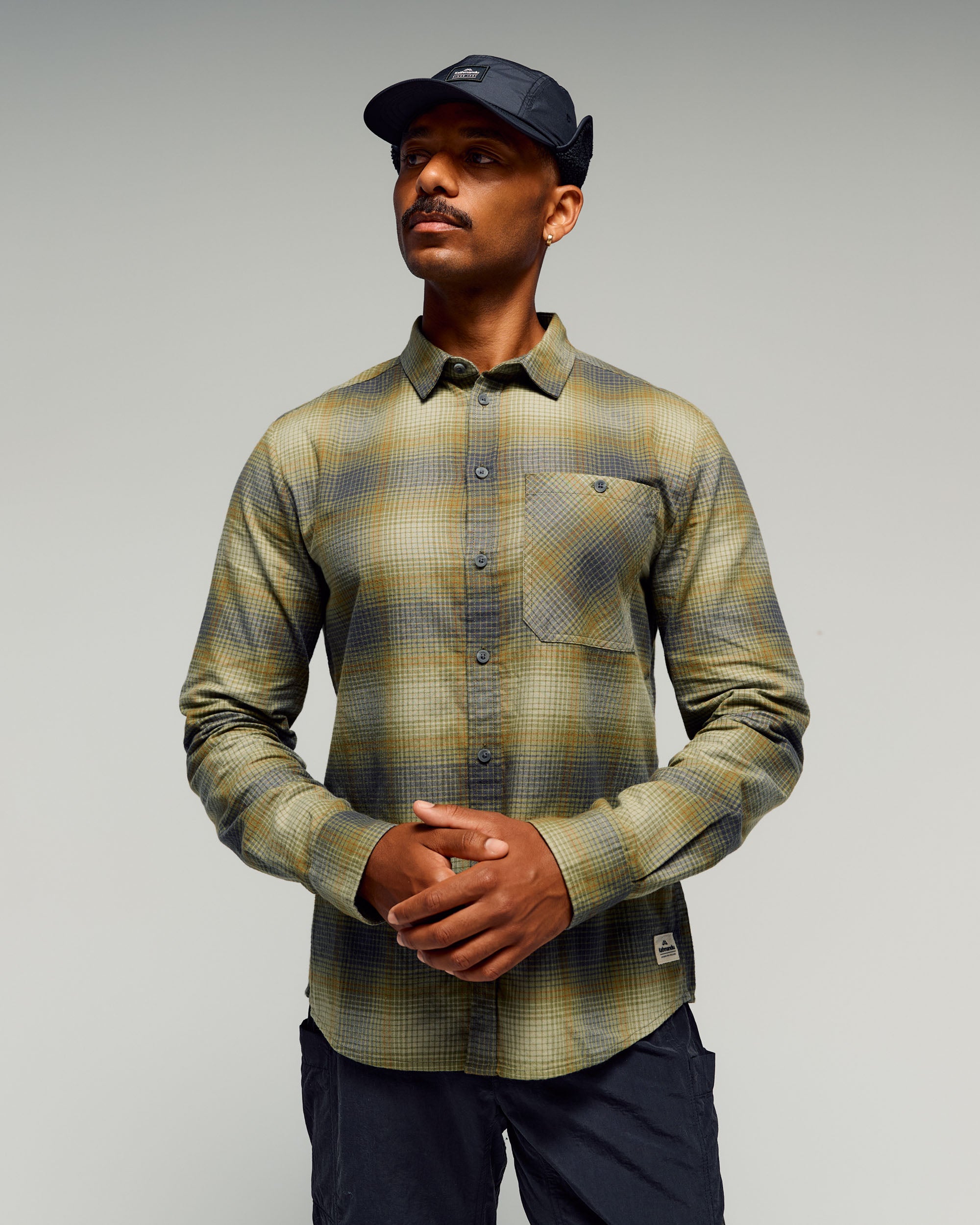 Men's Retreat Fyfe Long Sleeve Shirt - Dark Fern/Bark Plaid