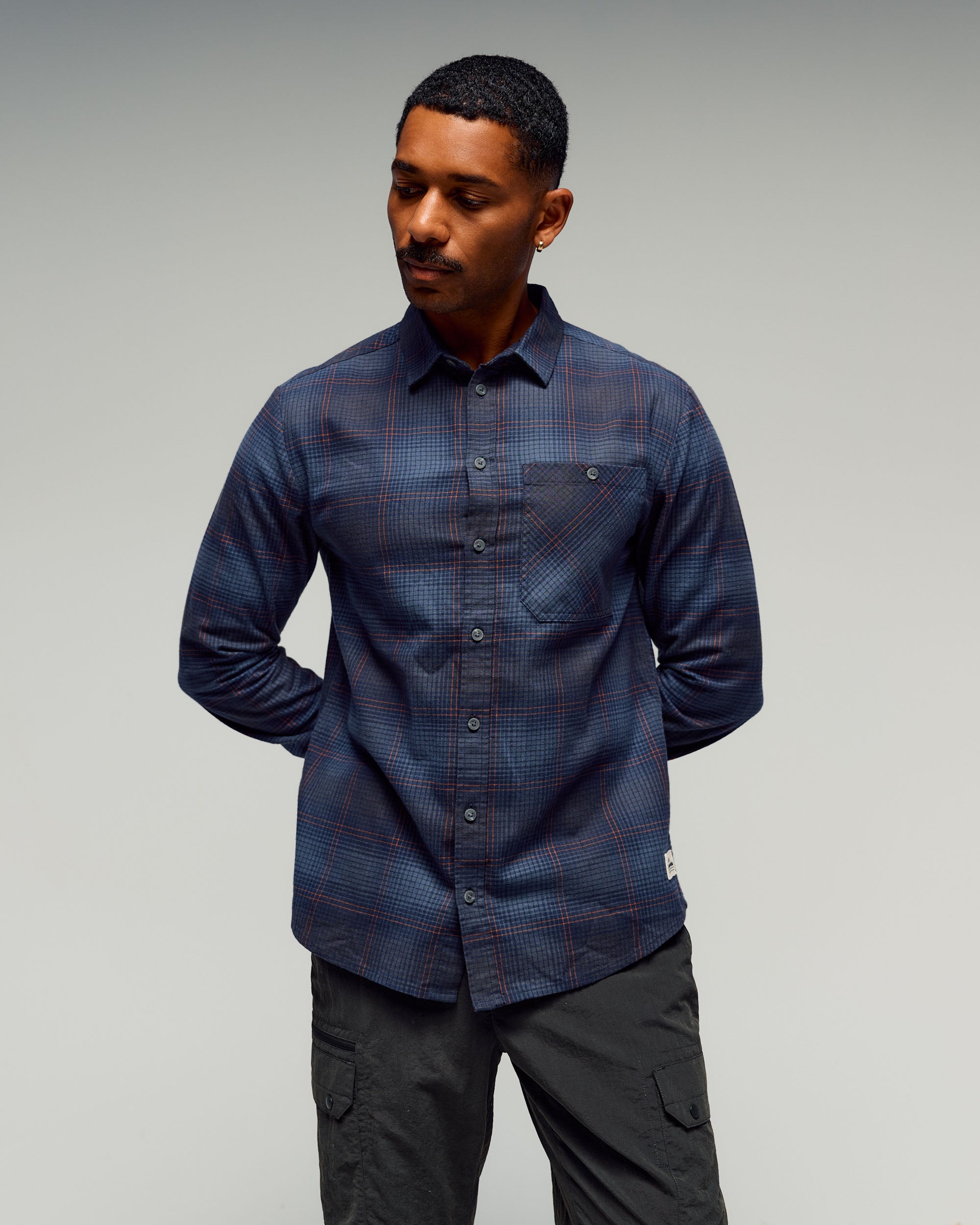 Men's Retreat Fyfe Long Sleeve Shirt - Pure Navy/Woodsy Plaid