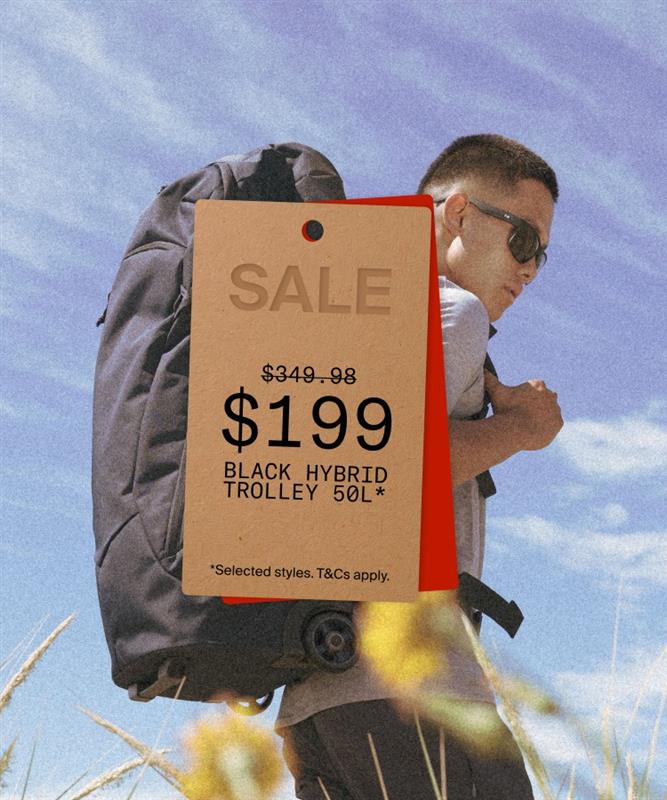 $199 Black Hybrid Trolley 50L* *Selected styles. T&Cs apply.