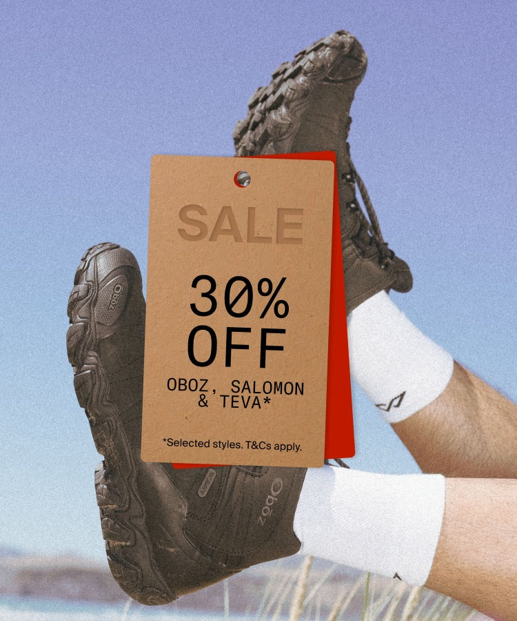 30% off Oboz, Salomon & Teva* *Selected styles. T&Cs apply.,