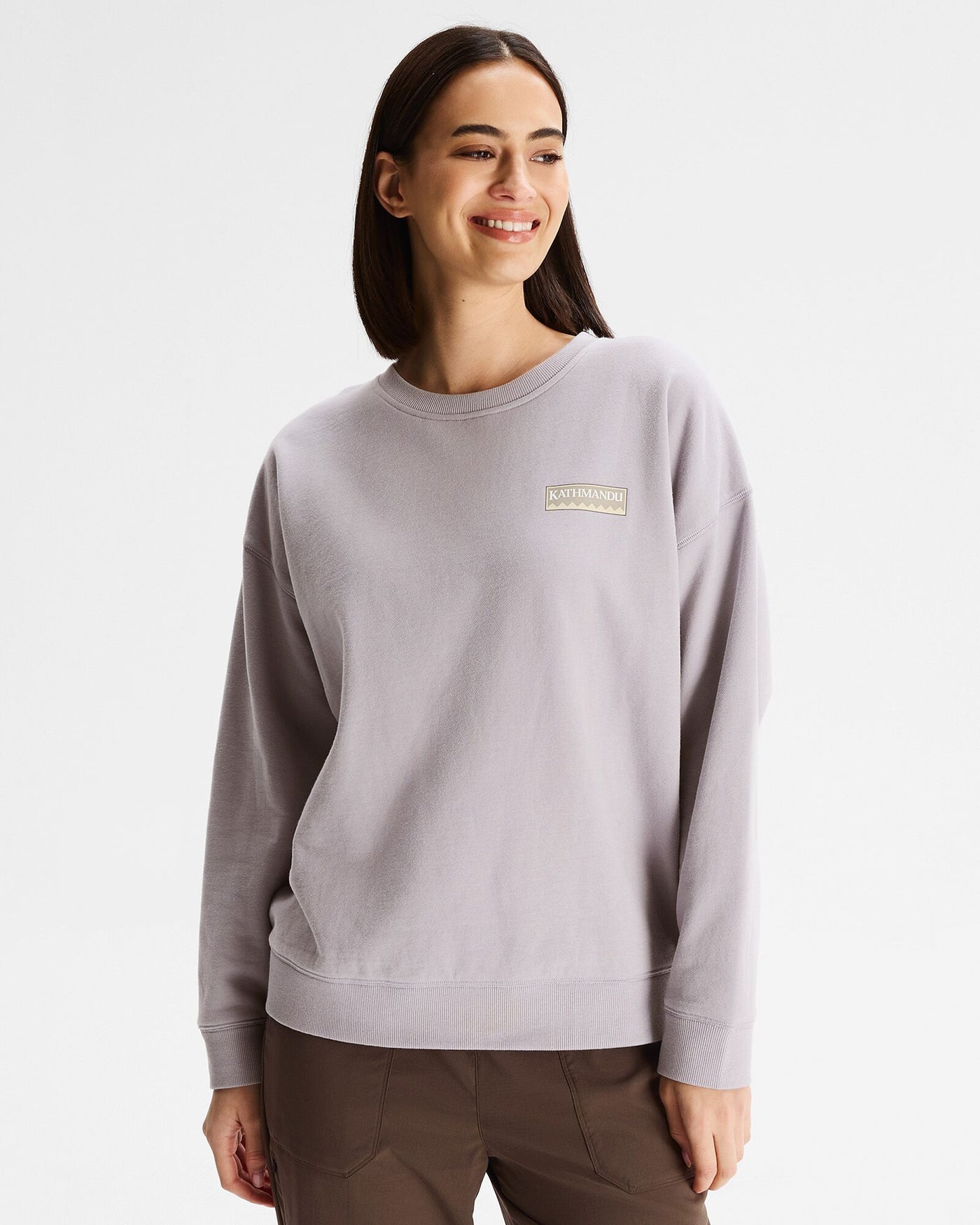 Women's Heritage Logo Slouchy LT BB Crew Sweatshirt - Light Haze