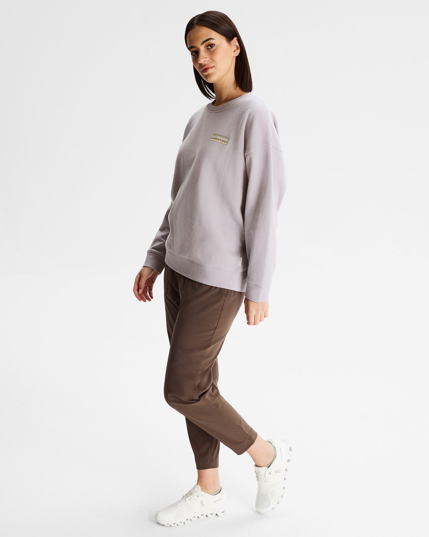 Women's Heritage Logo Slouchy LT BB Crew Sweatshirt - Light Haze