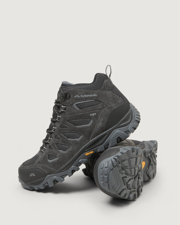 Men's Mornington Waterproof Mid Hiking Boots Black/Black Sea