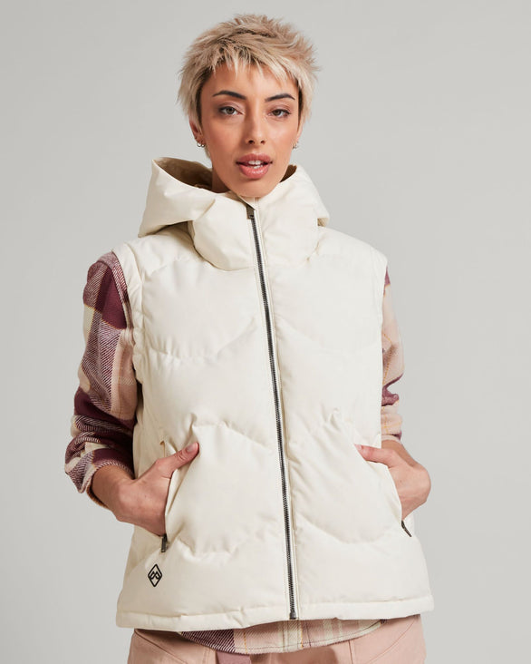 Women's Frisco X Hooded Down Vest Natural – Kathmandu AU