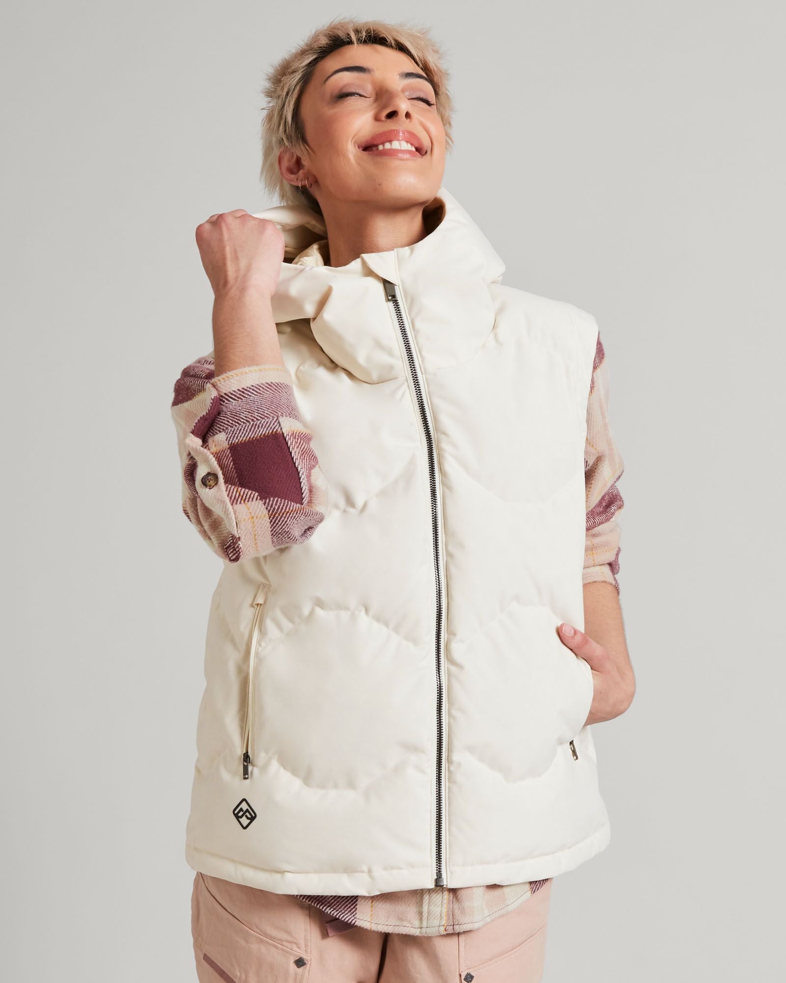 Women's Frisco X Hooded Down Vest - Natural – Kathmandu AU