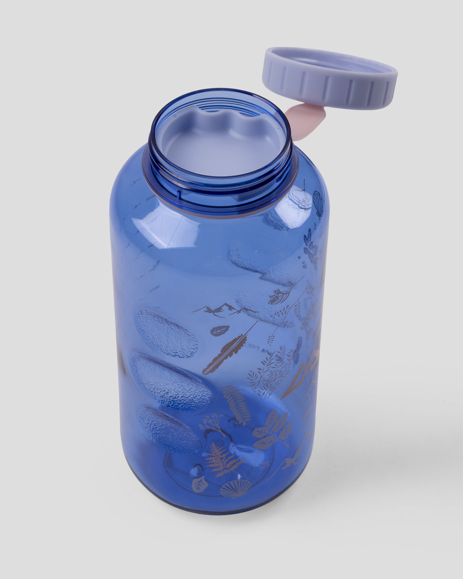 Tritan Wide Mouth 1L Water Bottle - Dark Peri Nature Icons