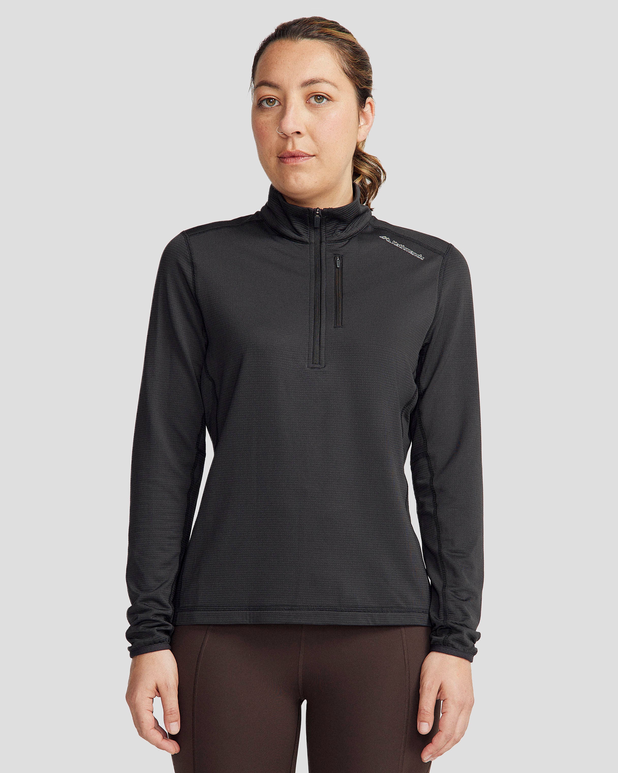 Women's Seeker Fleece ¼ Zip Pullover - Black Stingray – Kathmandu AU