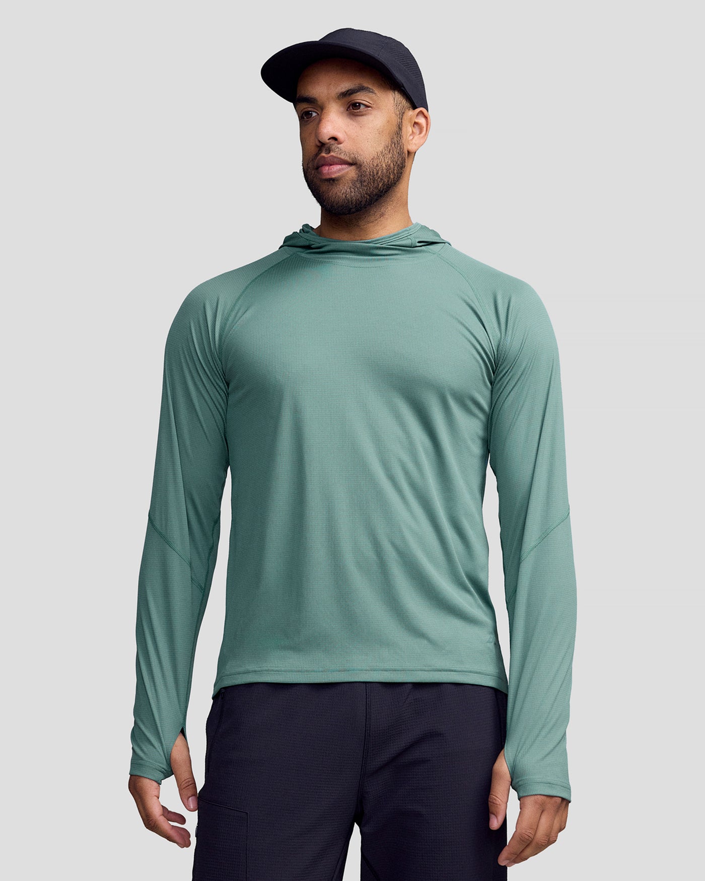 SUN-Stopper LT Mns L/S Hooded Top - Light Forest