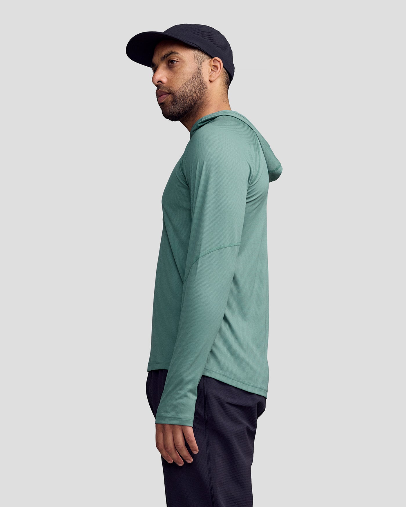 SUN-Stopper LT Mns L/S Hooded Top - Light Forest