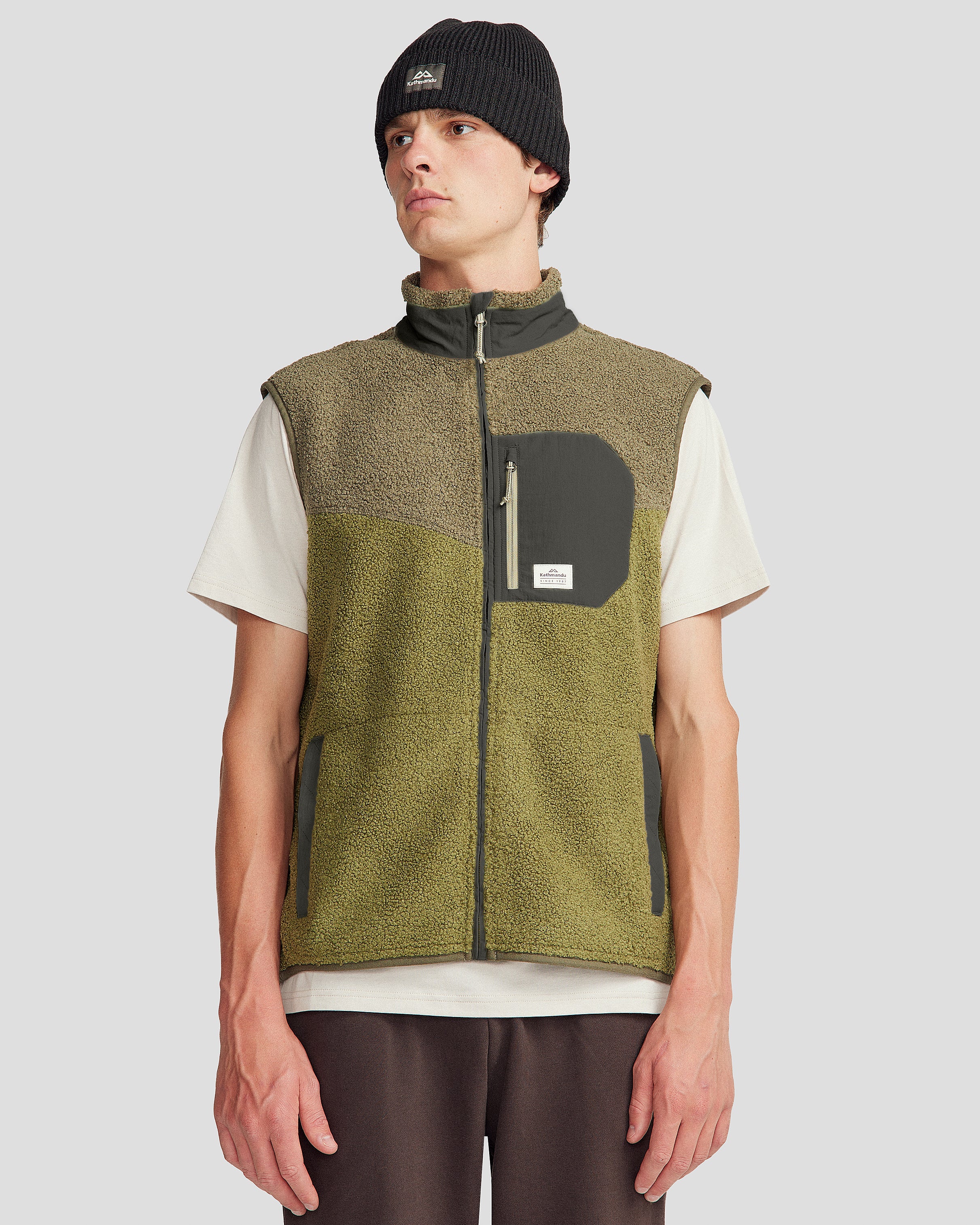 Co-Z High Pile Men's Vest - Light Moss/Dark Fern – Kathmandu AU