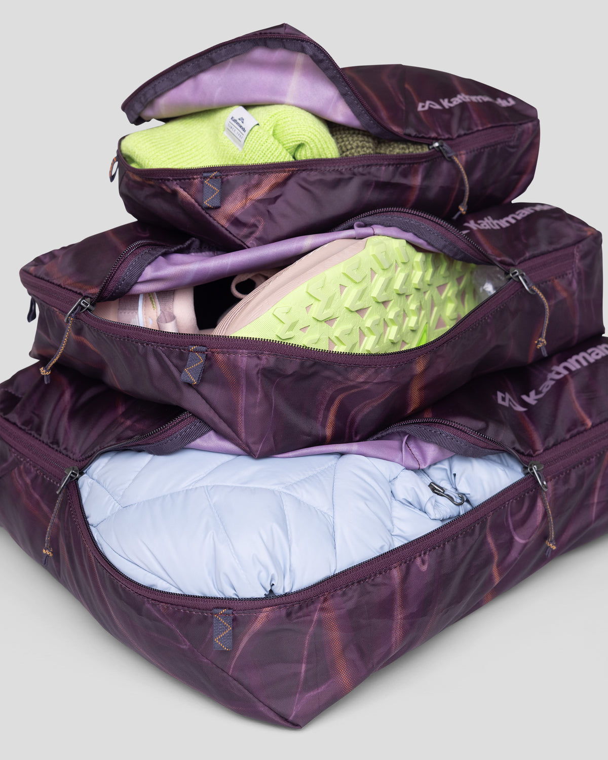Cascade Packing Cube Packing Cube Set Three pack - Mulberry Braided River – Kathmandu AU