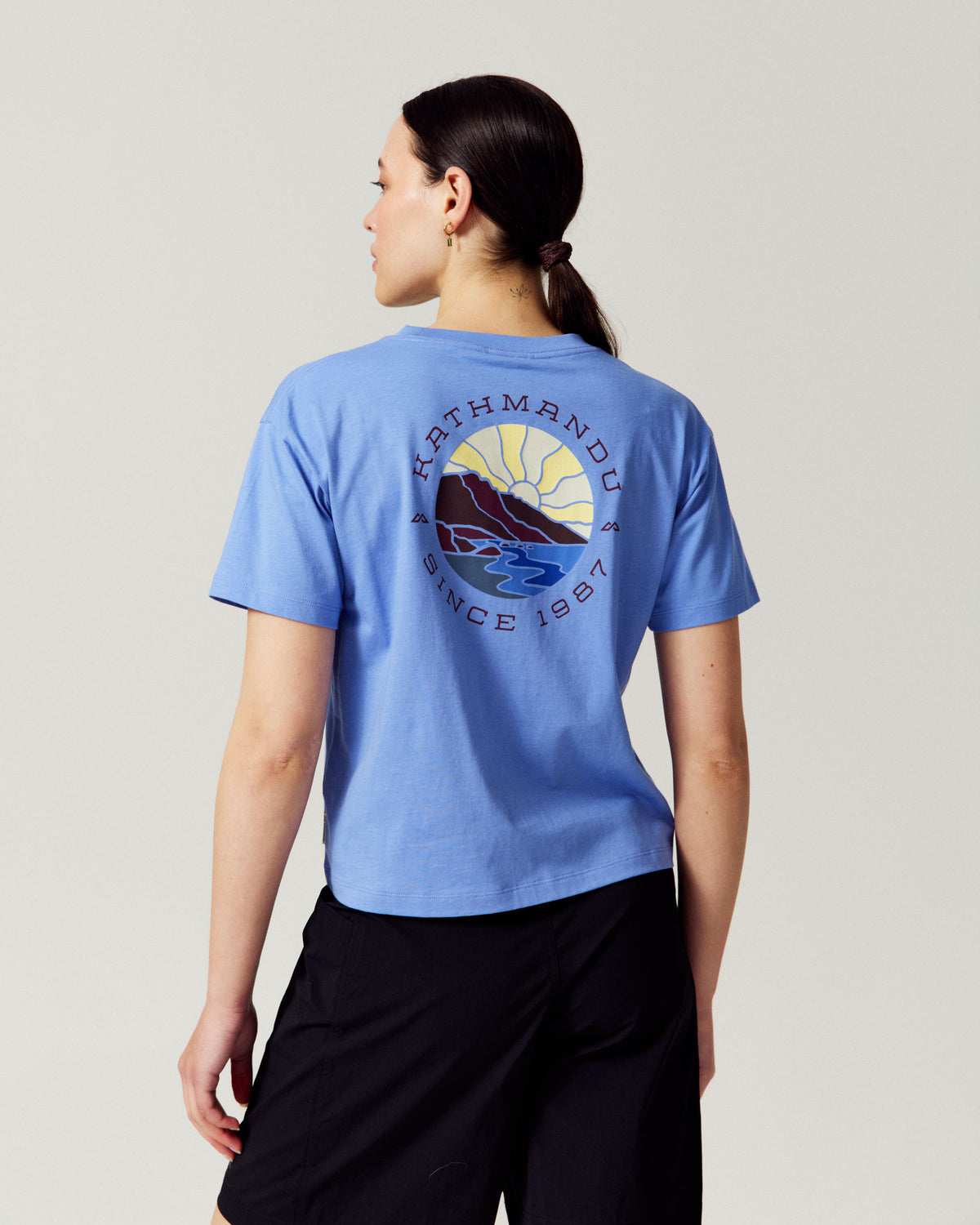 Women's Kathmandu Logo Sunburst Organic Cotton T-shirt - Dew Drop