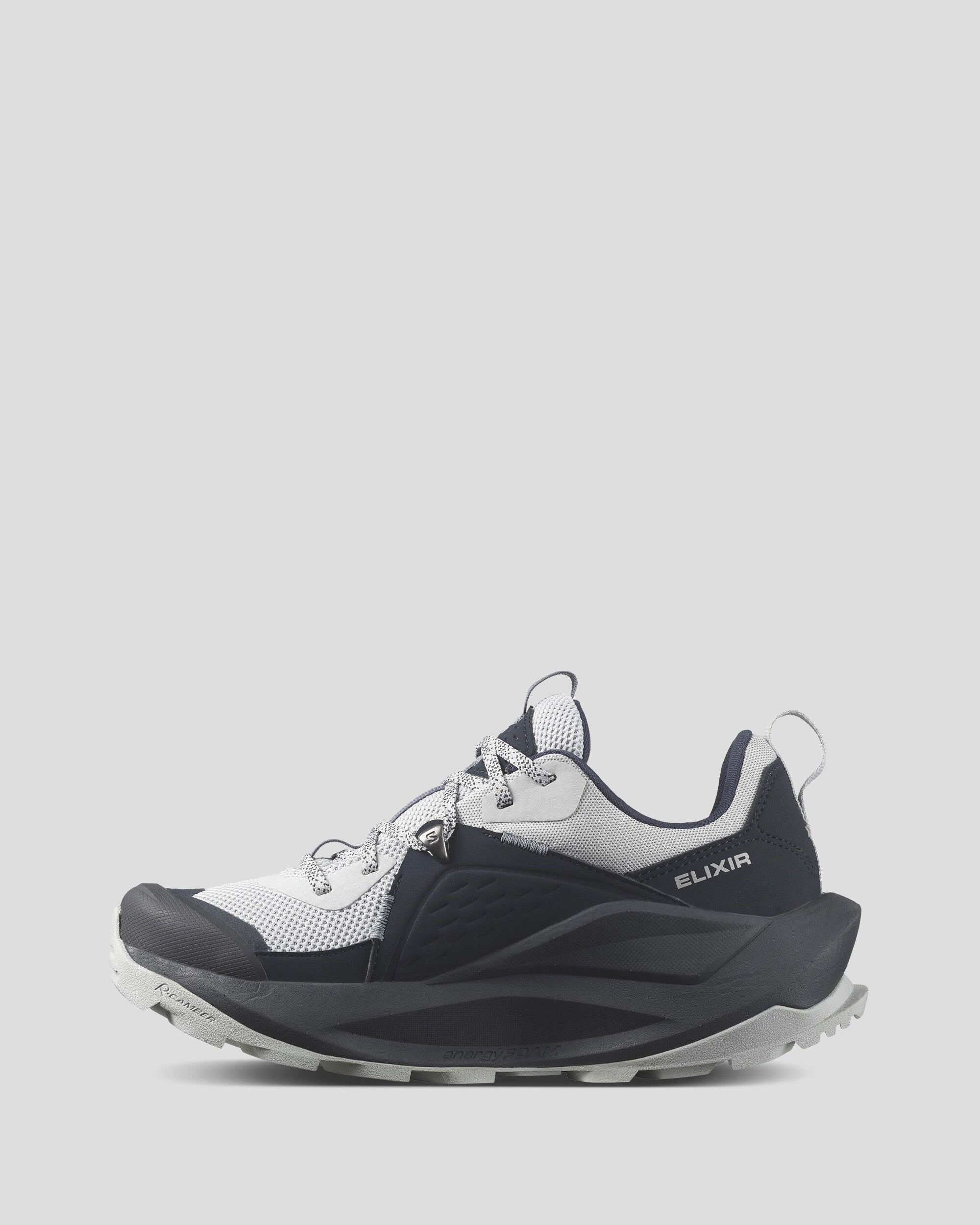 スニーカー Salomon Elixir GTX W Carbon Pearl Blue Flint Stone Women's Salomon Elixir GORE-TEX® | Zappos.com