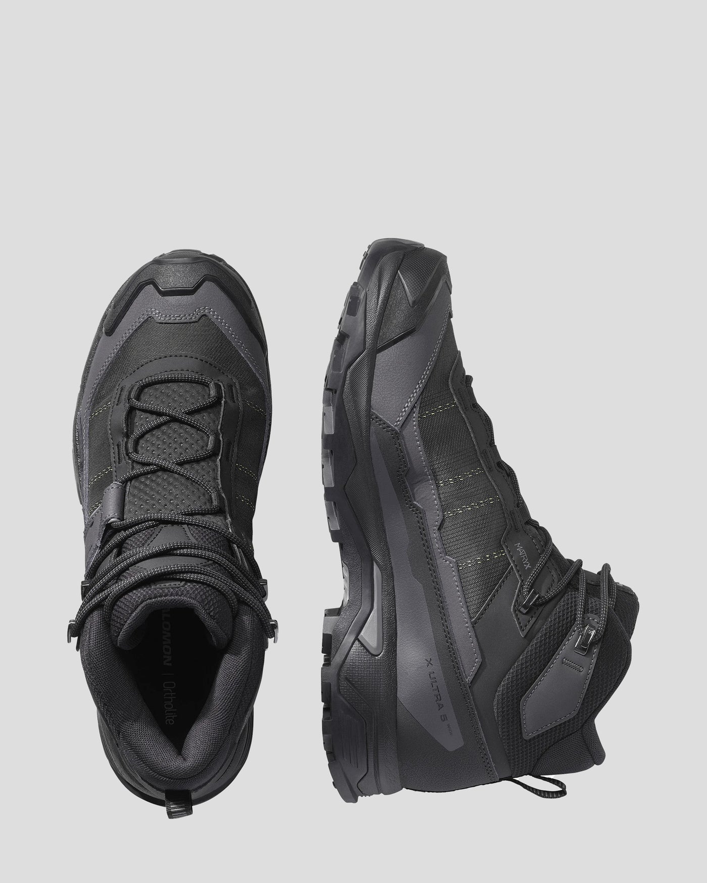 Men's Salomon X Ultra 5 GTX Mid Hiking Boots - Wide - Black/Asphalt/Castlerock