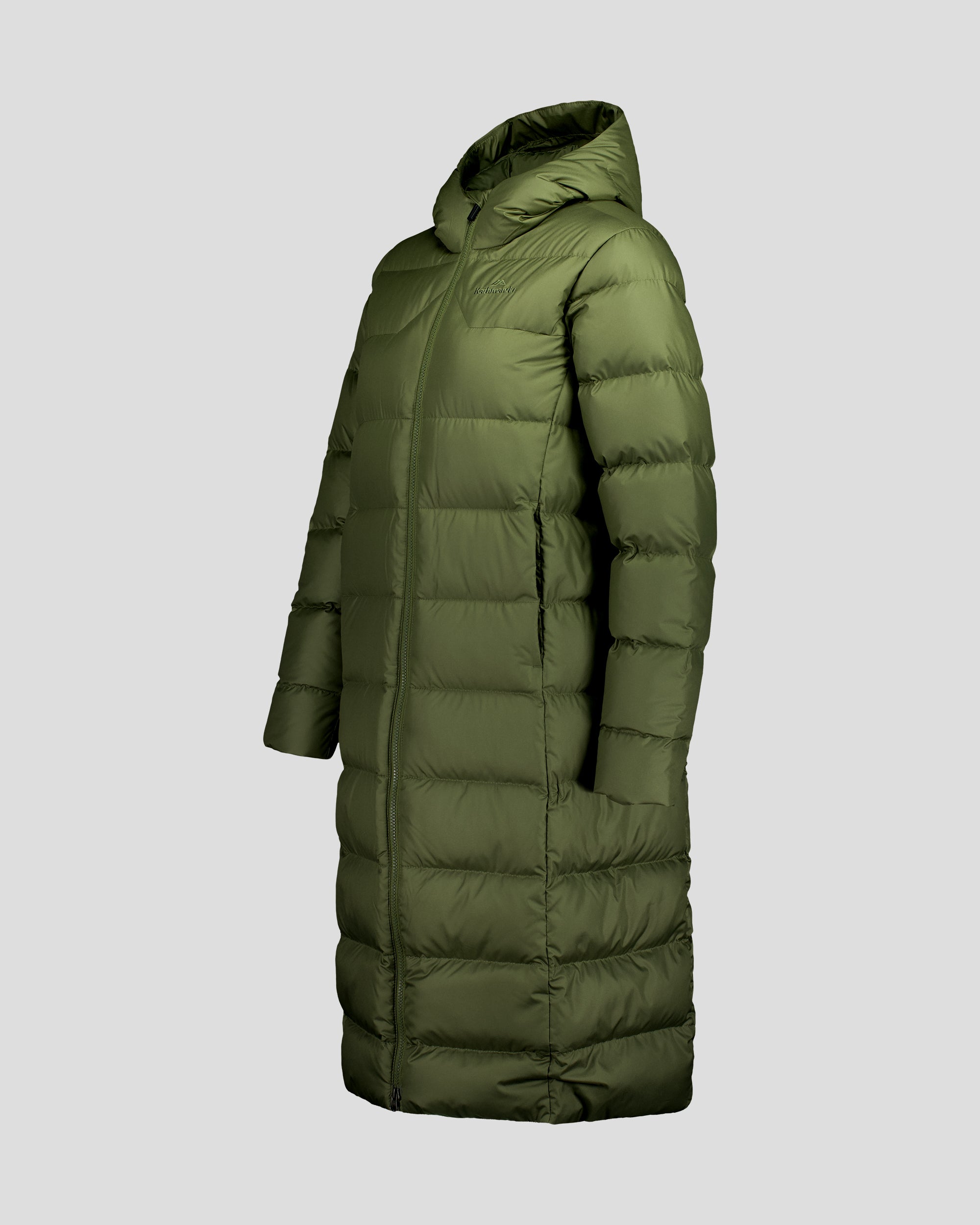 Women's Epiq Down Hooded Long Parka v2 - Light Moss – Kathmandu AU