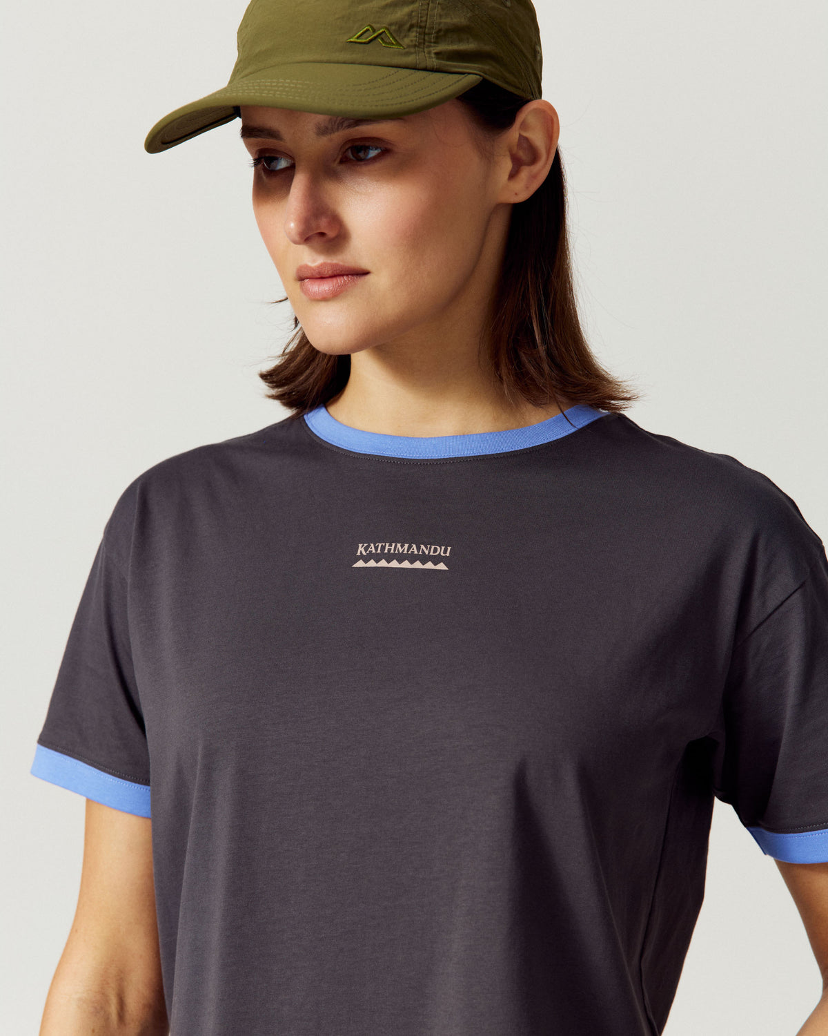 Women's Ringer Organic Cotton T-Shirt - Shale/Dewdrop