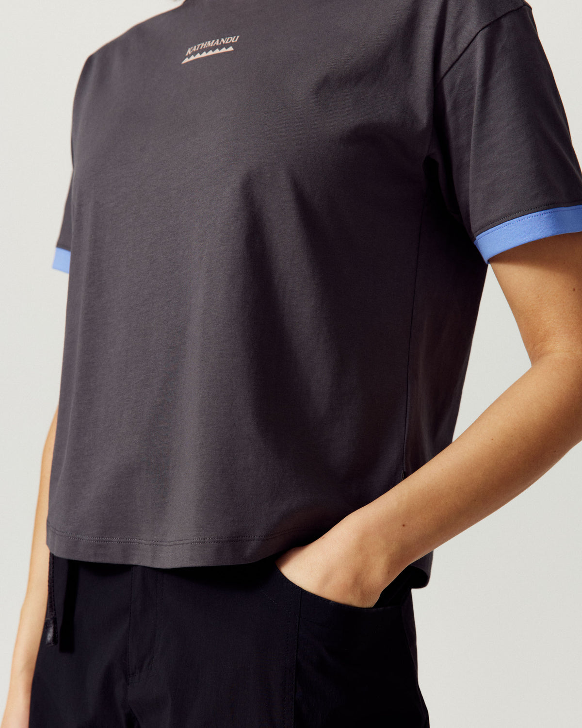 Women's Ringer Organic Cotton T-Shirt - Shale/Dewdrop