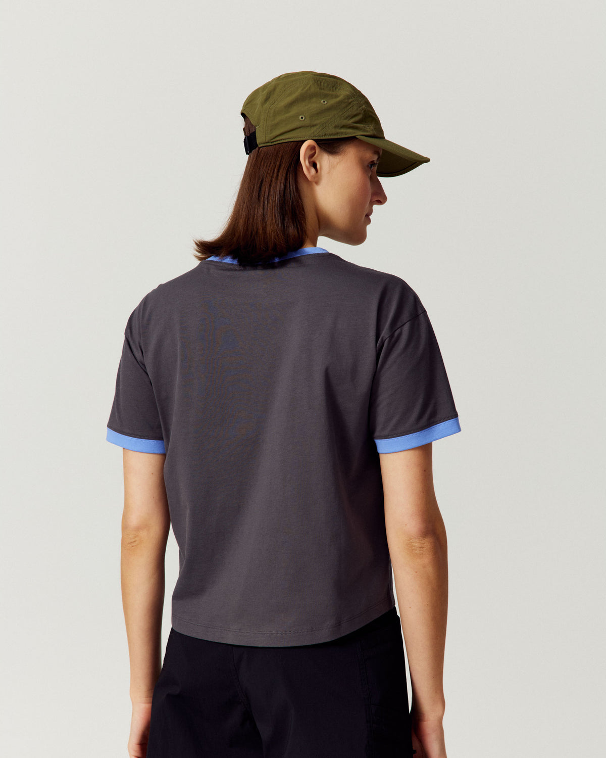 Women's Ringer Organic Cotton T-Shirt - Shale/Dewdrop